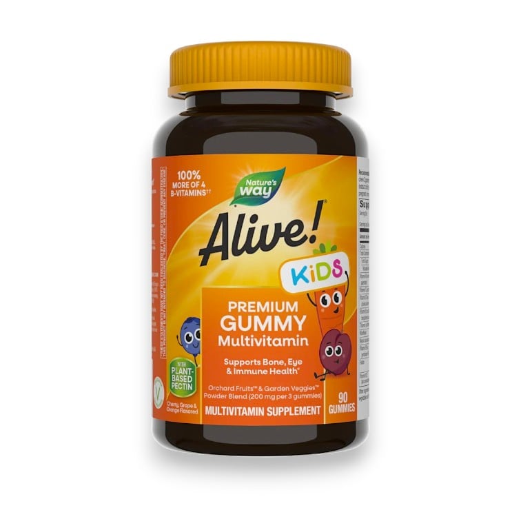 Nature's Way, Alive! Kids, Premium Gummy Multivitamin, Cherry, Grape & Orange, 90 Gummies
