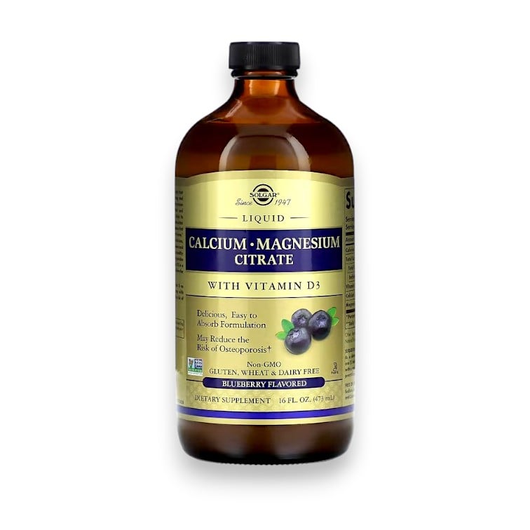 Solgar, Calcium Magnesium Citrate Liquid with Vitamin D3, Blueberry, 16 fl oz (473 ml)