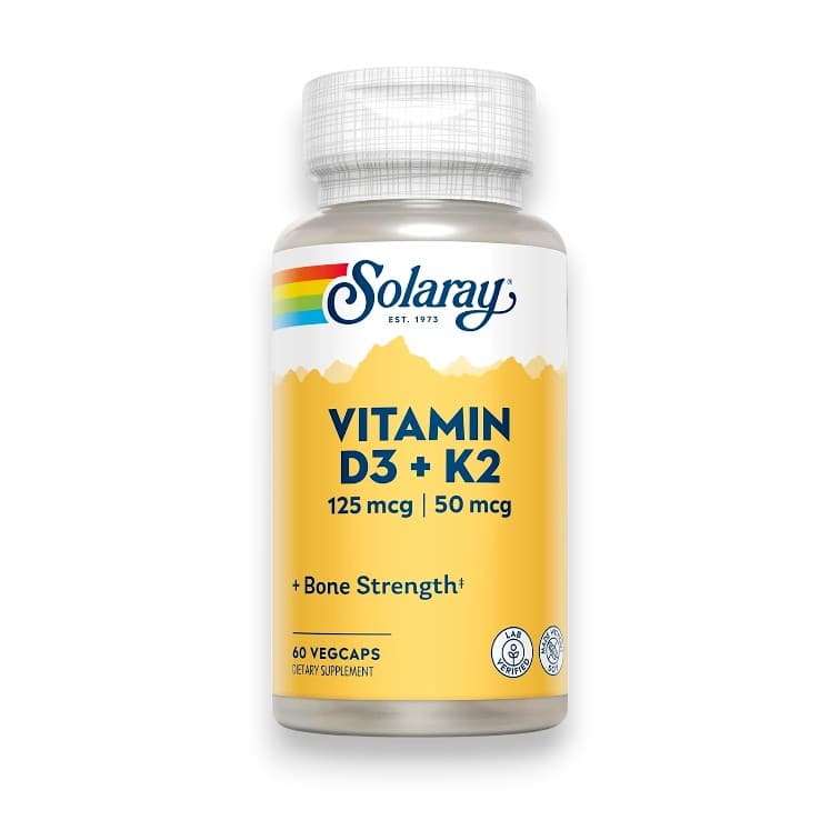 Solaray, Vitamin D3 + K2, 60 VegCaps