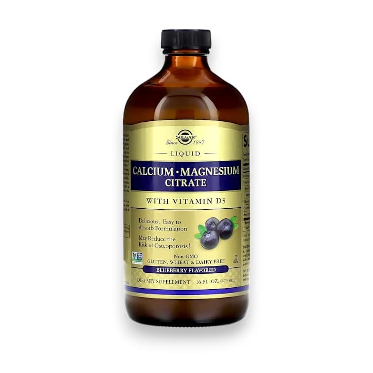Solgar, Calcium Magnesium Citrate Liquid with Vitamin D3, Blueberry, 16 fl oz (473 ml)